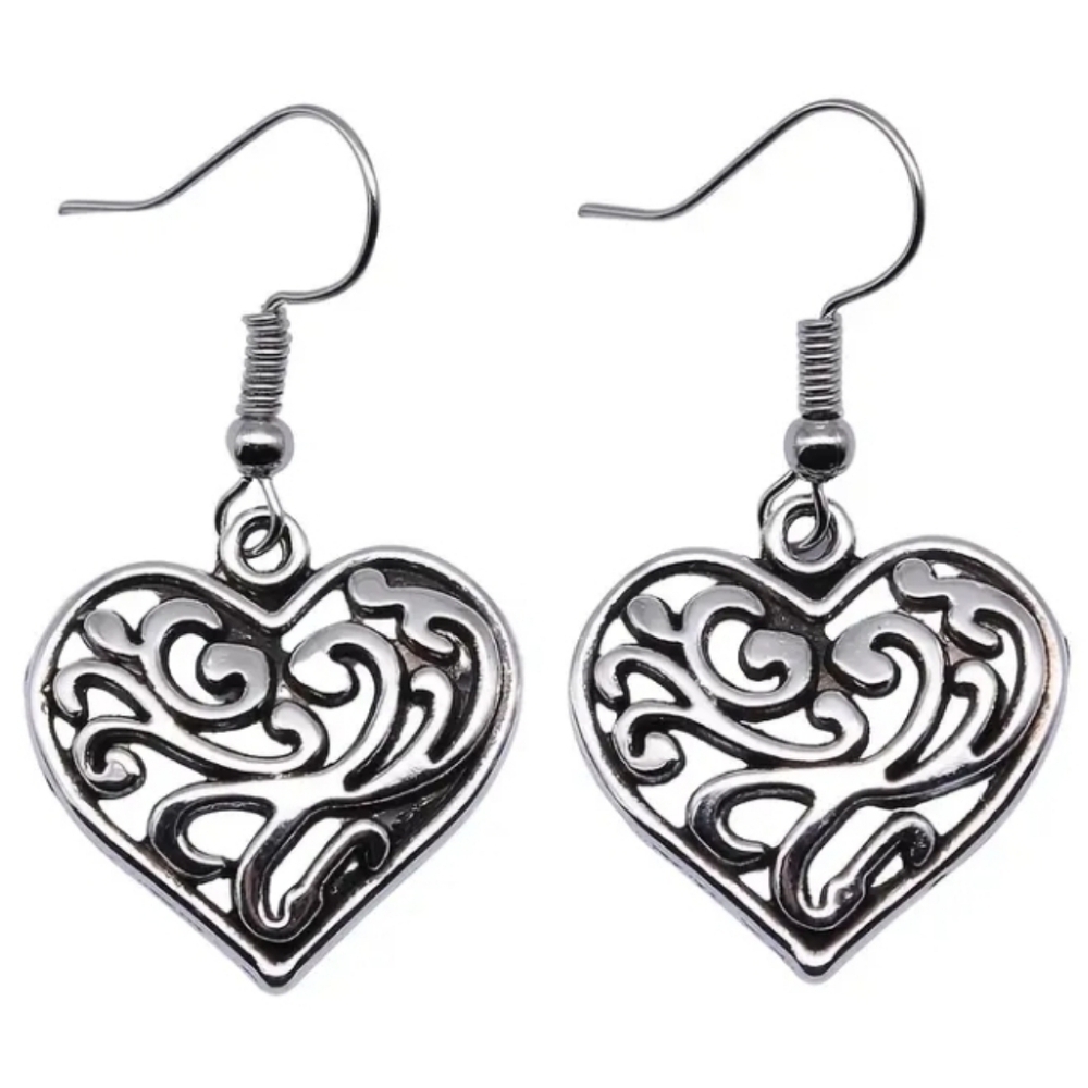 Silvertone Heart Earrings